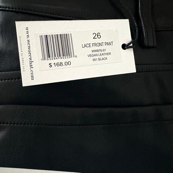 WeWoreWhat Womens Lace Front Vegan Leather Black Pant Size 24 NWT - Picture 9 of 10